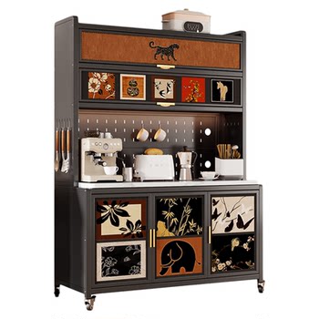 Kitchen storage rack stone slab sideboard floor-standing multi-layer storage cabinet multi-function cabinet microwave oven storage cabinet