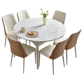 Quanyou home stone table creamy style retractable