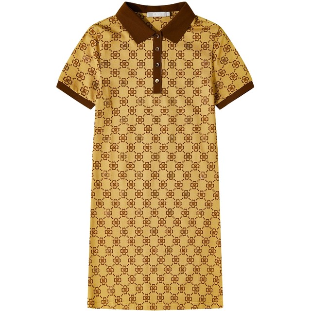 CNC women's mid-length lapel polo shirt dress