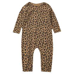 INS female baby baby clothes foreign leopard leopard connective clothing spring and autumn goes out of cotton long -sleeved open stall climbing suit