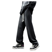 American high street velvet pants for men in autumn and winter heavyweight sports and casual sweatpants trendy mens loose straight trousers