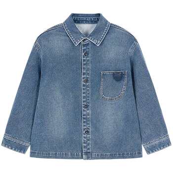 ເສື້ອຢືດ denim ແຂນຍາວຂອງເດັກນ້ອຍຂອງ muyan ຂອງ woobaby ເສື້ອຢືດ denim ດູໃບໄມ້ລົ່ນອ່ອນສໍາລັບເດັກຊາຍແລະເດັກຍິງ