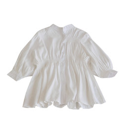 Korean children's clothing 2020 autumn literary temperament design sense pumping people cotton waist waist girl shirt dress parent -child dress
