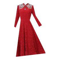 Spring dress for mother-in-laws wedding banquet dress noble and stylish dress for attending wedding banquet festive mothers temperament dress