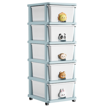 Children's toy storage rack environmentally friendly material universal pulley