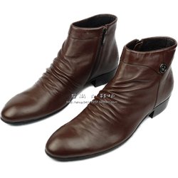 Autumn men's genuine leather short boots, British and Korean style trendy men's boots, pleated cowhide fashionable men's outdoor casual boots