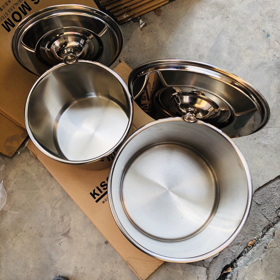 Extra-thick 1mm stainless steel barrel mixing barrel 20 25 30 35 earless high pot noodles pot storage storage barrel oil barrel