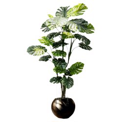 Simulated Green Plant Monstera, High-End Light Luxury Potted Plant, Antique-Style Decorative Ornament, Living Room Floor-Standing Artificial Tree Plant