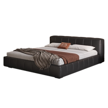 Yiluo Chocolate Bed Italian minimalist black leather bed master bedroom high-end atmospheric double bed soft bed storage