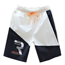 Summer shorts mens trendy color matching thin five-point casual pants mens straight pants beach sports ice silk pants for men