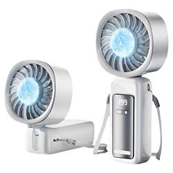 Handheld Small Fan with Cooling Function, Ultra-Long Battery Life, Silent Fan, Desktop Portable Folding Outdoor Handheld Rechargeable Fan