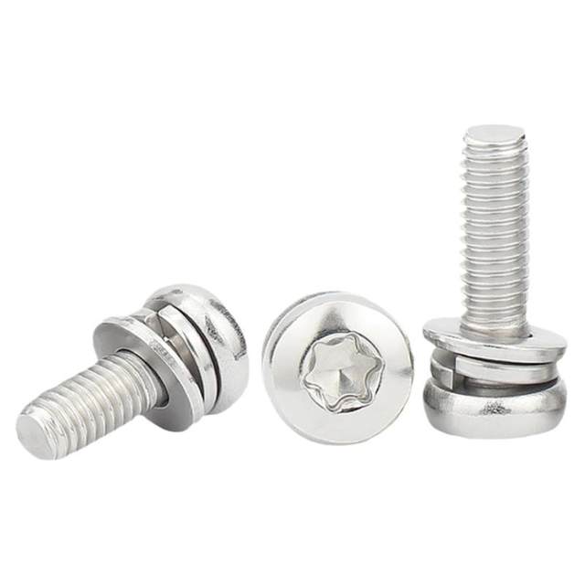 304 stainless steel plum blossom pan head three combination screws