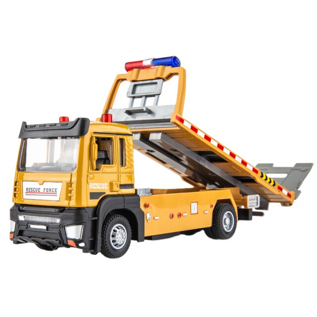 Alloy flatbed trailer model city road rescue vehicle