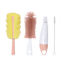 October Crystallized Milk Bottle Brush Suit Wash Bottle Nipple Tool Silicone Brush Sponge Brush 1 set of bottle brush