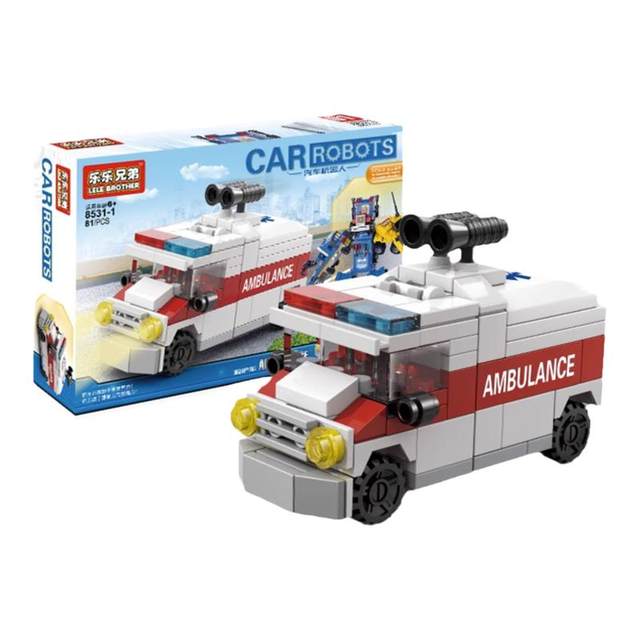 City car series building blocks fire truck ambulance model children's car assembly boys and girls educational toys