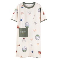 Pure Cotton Pyjamas Womens Summer 2024 New Summer Sleeping Dress Mid-Length Big Code Short Sleeve Pregnant Womans Home Dress Can Be Worn Out