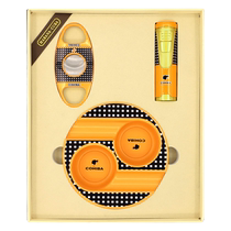 Three-piece replica Cuban cigar tool set sharp double-edged cigar cutter windproof lighter double-slot ashtray gift box