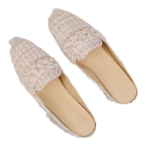 Lazy Heelless Slippers 2024 Spring Womens Korean Style Simple Solid Color Flat Bottom Fashion Small Fragrance Style Bag Sandal Slippers