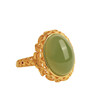 Little Silver Smith Natural Hetian Jade Ruyi Egg Noodle Silver Ring