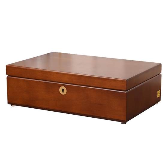 Light luxury solid wood hand jewelry three gold jewelry storage box high-end exquisite jewelry gold jewelry box with lock new style