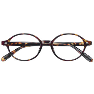 乐申2025新款玳瑁色椭圆小框书呆子眼镜可配度数复古板材豹纹眼睛
