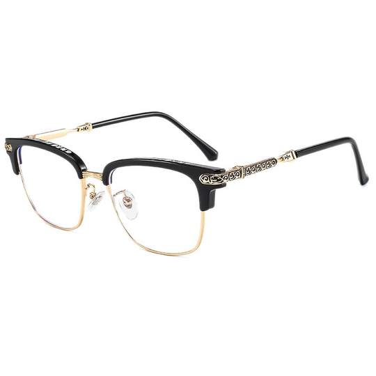 Men's trendy Crow Heart glasses frame retro large face handmade