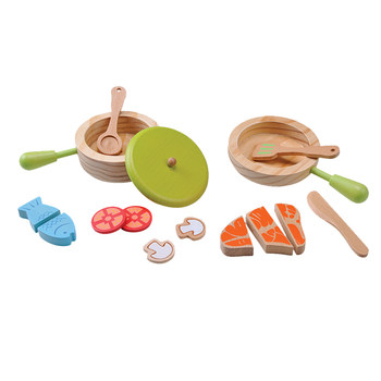 Playhouse kitchen pots and pans wooden educational toy gift