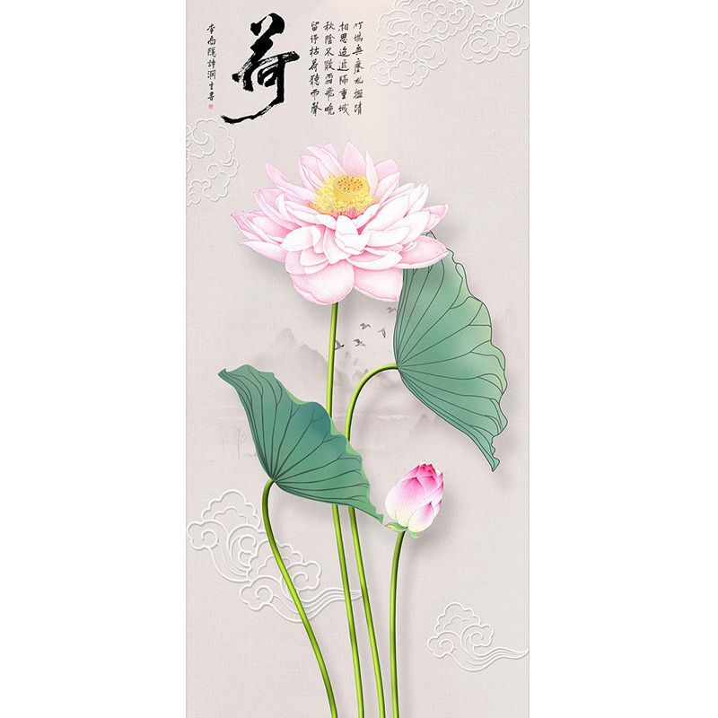 Bathroom Background Wall Tiles, Chinese-Style Lotus Pattern Tiles for Bathroom Entrance, Ceramic Tiles, Slate Shower Design Wall Tiles