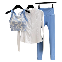 2024 new fitness clothing suit for women high-end three-piece tight-fitting slimming running quick-drying breathable Internet celebrity hot model