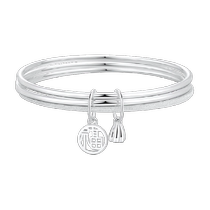 (Or de chine) Zhen Shang argent Sansheng III Bracelet en argent pur Bracelet en argent massif pour femmes cadeau de saint valentin