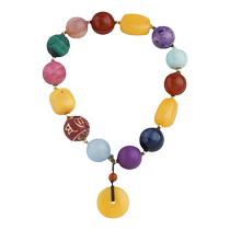 Potala Palace beeswax multi-treasure bracelet six-character mantra fragrant gray beads red agate aquamarine sapphire crystal safety buckle bracelet