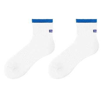 Zimo socks men's spring and summer sports pool socks thin mid-tube basketball pure cotton embroidered socks white