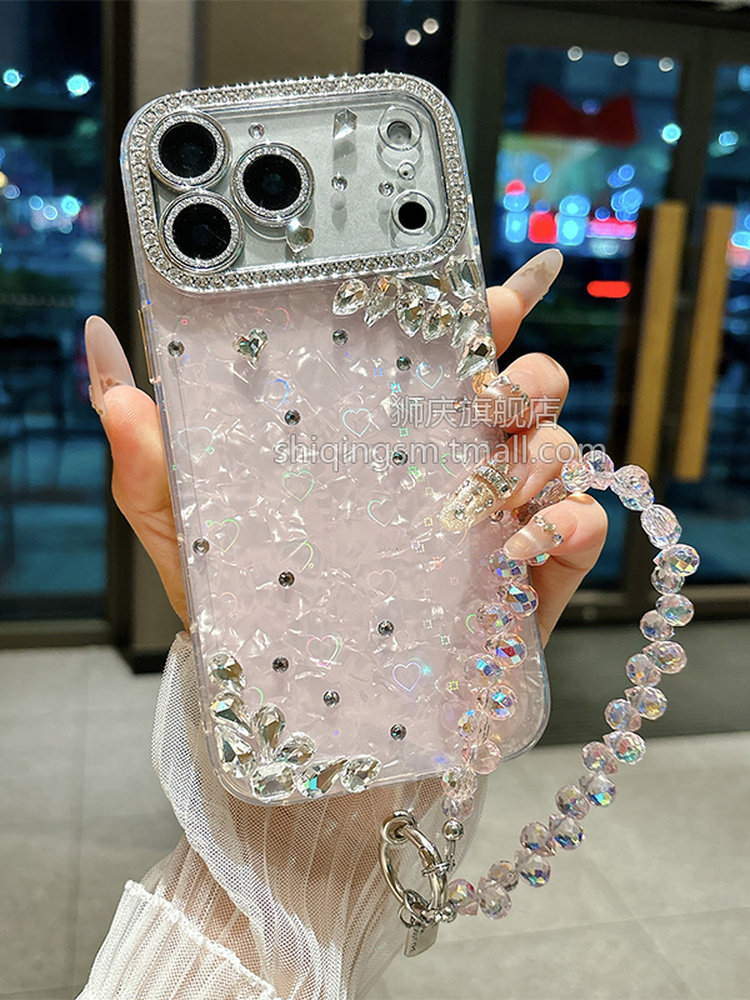 Suitable for iPhone 17, 16 Pro Max full-coverage drop protection, 17 Pro Max with built-in lens protector, 14 Pro Max women's style, 15 Pro Max luxury rhinestone, 11 shell texture, 12 protective case, 13