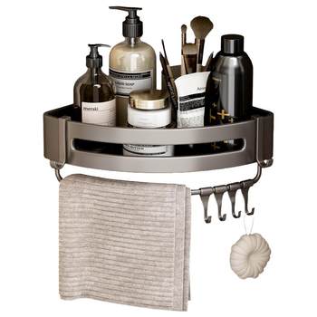 Bathroom storage rack bathroom corner punch-free wall-mounted triangular toilet storage artifact space aluminum wall