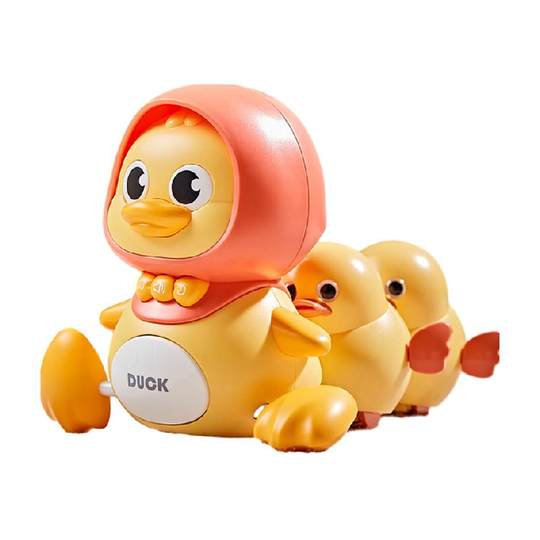 The children of the Enbei family learn to crawl as a little yellow duck with electric music