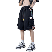 New Chinese style national trend embroidered shorts mens summer 2024 new loose retro workwear sports five-point casual pants