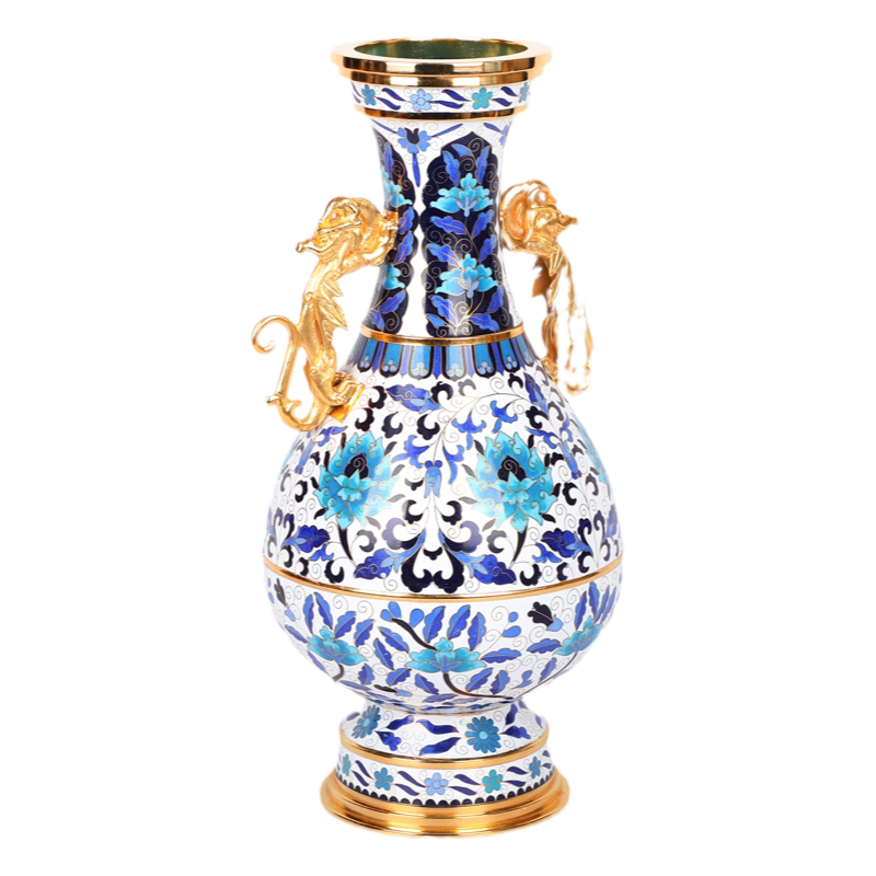 中国美術 中国古玩 唐物 景泰藍 七宝 龍紋花瓶 古美術品