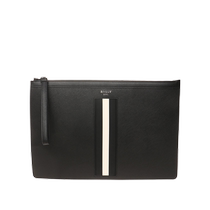 (Self-operated) Second-hand 99 new BALLY mens black leather clutch bag