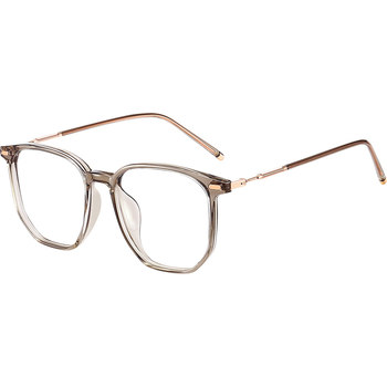 Internet celebrity style large frame white and cold brown myopia glasses