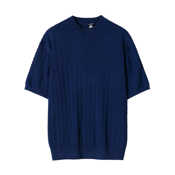 MRCYC ບິດແຂນສັ້ນ sweater ເສື້ອທີເຊີດ summer ຜູ້ຊາຍຂອງເກົາຫຼີຄໍເຕົ້າໄຂ່ທີ່ວ່າງຄໍມົນ knitted ເສື້ອທີເຊີດເຄິ່ງແຂນ bottoming ເສື້ອ
