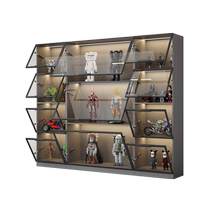 Customized solid wood bookcase with glass door storage cabinet integrated whole wall bookshelf hand-made Lego model display cabinet