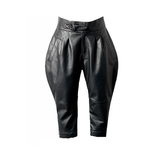 雅帅调进口绵羊皮哈伦七分裤真皮腰带宽松羊皮裤显瘦跨裤新款靴裤