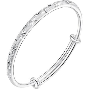 Wuyue Old Silver Shop ເງິນບໍລິສຸດ 9999 Starry Silver Bracelet Push-pull Style Solid Silver Bracelet Hand Jewelry 520 Gift