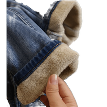 Retro harem jeans for women autumn and winter velvet thickened high-waisted straight loose pear-shaped figure nine-point dad pants