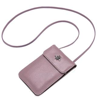 Genuine leather touch-screen mobile phone coin purse that can be worn cross-body and is versatile