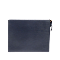 (Self-operated) Second-hand 95 new LV Louis Vuitton fashionable navy blue EPI cowhide mens clutch bag