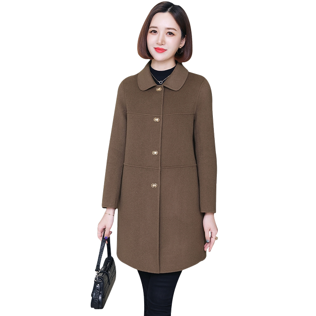 Double-sided zero cashmere coat for women mid-length woolen coat