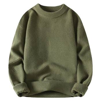 Woodpecker autumn and winter solid color versatile round neck sweater men