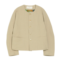 (Same style in the mall) puretea tea cotton and linen round neck twill short coat womens simple top 2024 autumn new