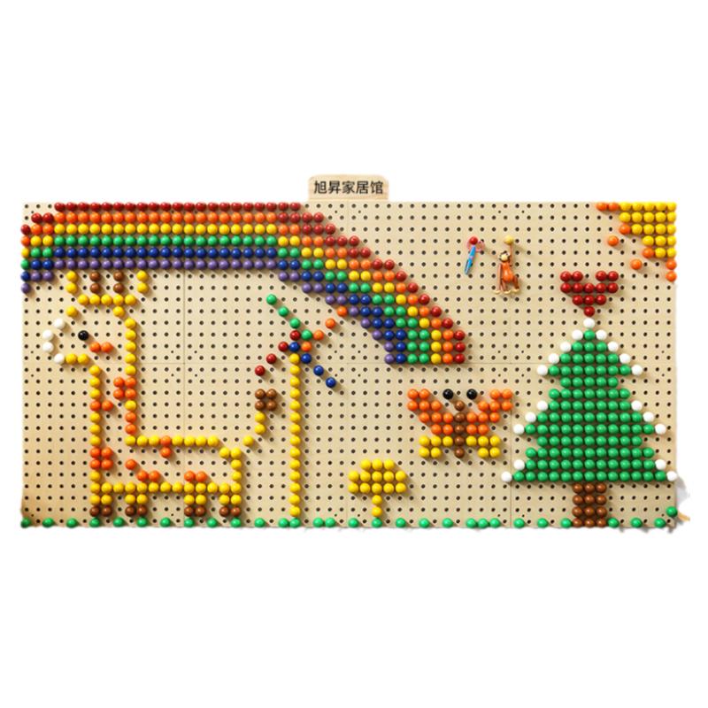 Kindergarten studio background wall solid wood perforated board